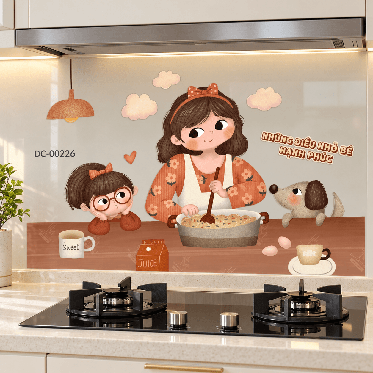 Decal Dán Bếp Họa Tiết Gia Đình Đáng Yêu, Decal Chống Nước, Chống Dầu Mỡ – Giữ Bếp Gọn Gàng Mỗi Ngày - HeMy Decor – ảnh không gian nhà bếp