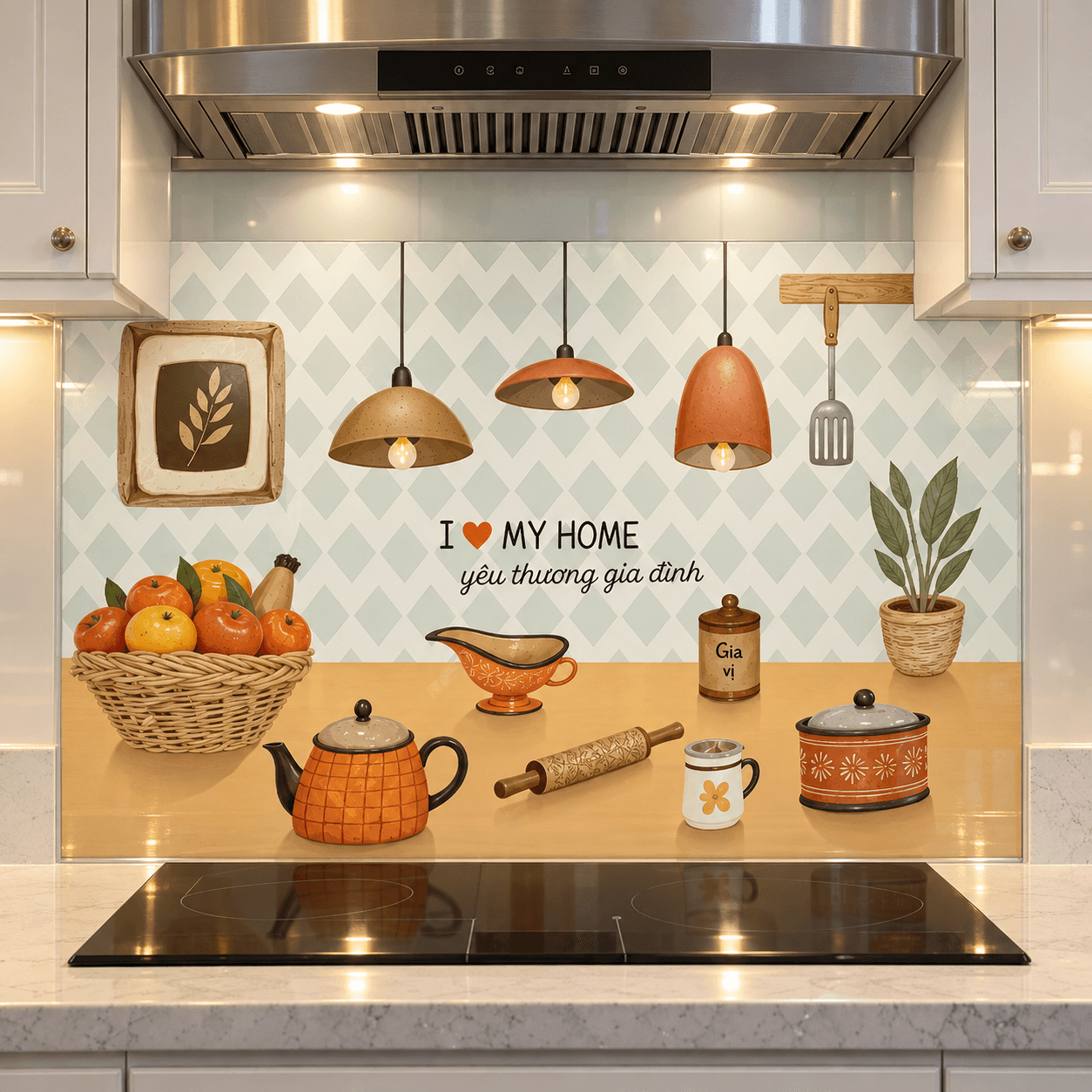 Decal Trang Trí Bếp Cute, Decal Dán Kính, Dán Tường Bếp Chống Dầu Mỡ – decal dán kính sau bếp từ trong căn bếp hiện đại