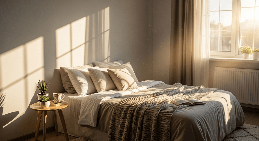 peaceful aesthetic bedroom morning sunlight