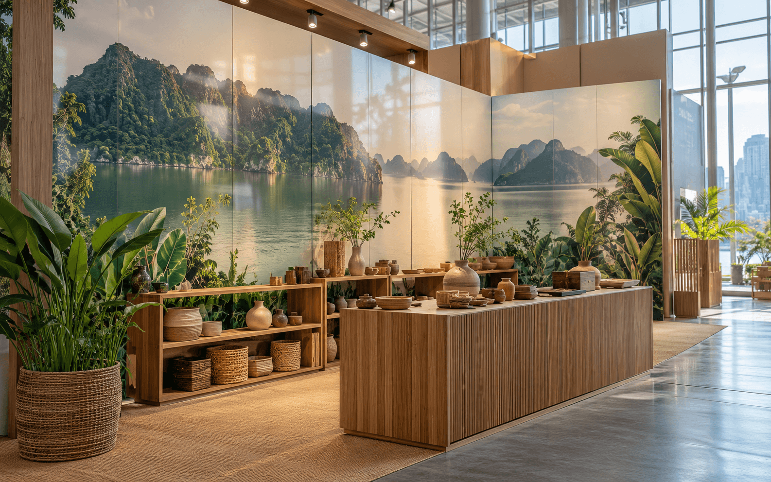 Backdrop, standee và tranh trưng bày cho gian hàng triển lãm 200 m² – ảnh 1