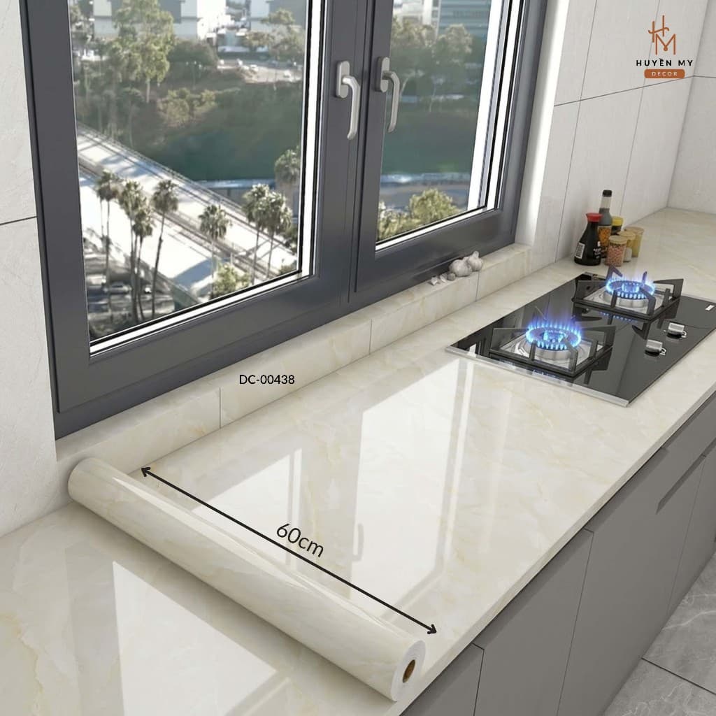 Giấy decal dán bếp vân đá trong suốt, chống bám bẩn và dầu mỡ