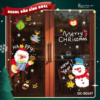 Decal Dán Tường Noel Ngộ Nghĩnh, Trang Trí Nhà Cửa, Cửa Kính, Quán Cafe, Cửa Hàng