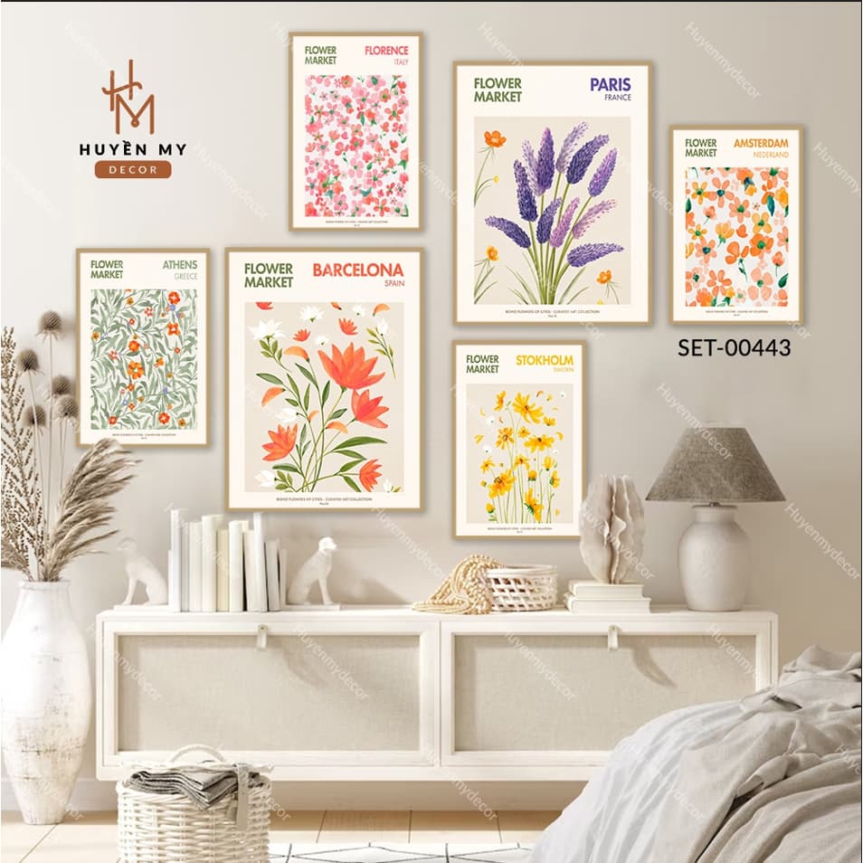 Set 6 Tranh Dán Tường Mẫu Hiện Đại Trang Trí Phòng Khách, Ngủ Nghệ Thuật