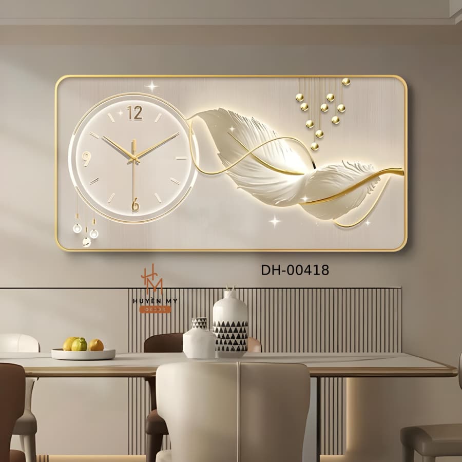 Đồng Hồ Treo Tường Hươu Tài Lộc Tráng Gương, Trang Trí Phòng Khách, Sang Trọng
