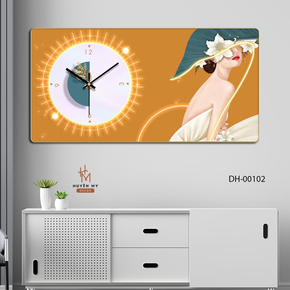 Đồng Hồ Treo Tường Hươu Tài Lộc Tráng Gương, Trang Trí Phòng Khách, Sang Trọng