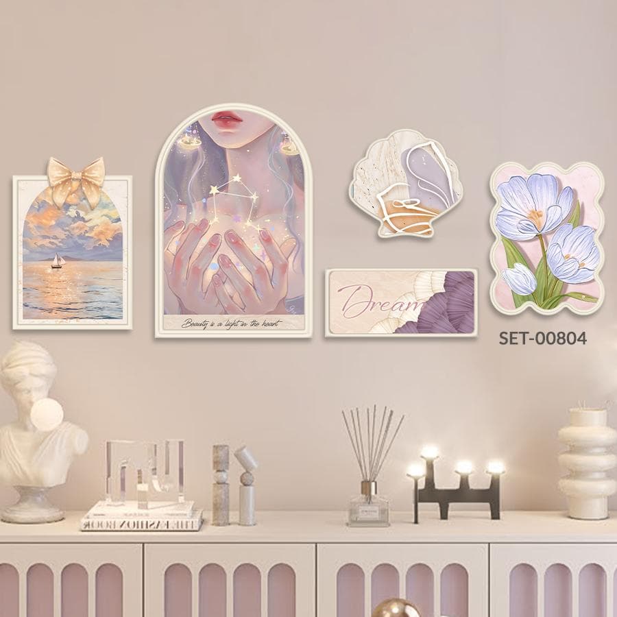Set 5 Tranh Dán Tường Họa Tiết Phù Điêu Nơ Mới Decor Phòng Khách, Phòng Ngủ, Nail – ảnh 2