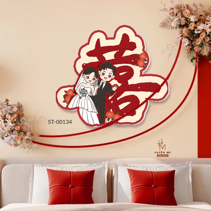 Tranh Dán Sticker Chữ Hỷ Nhiều Mẫu Đẹp, Trang Trí Đám Cưới, Hỏi