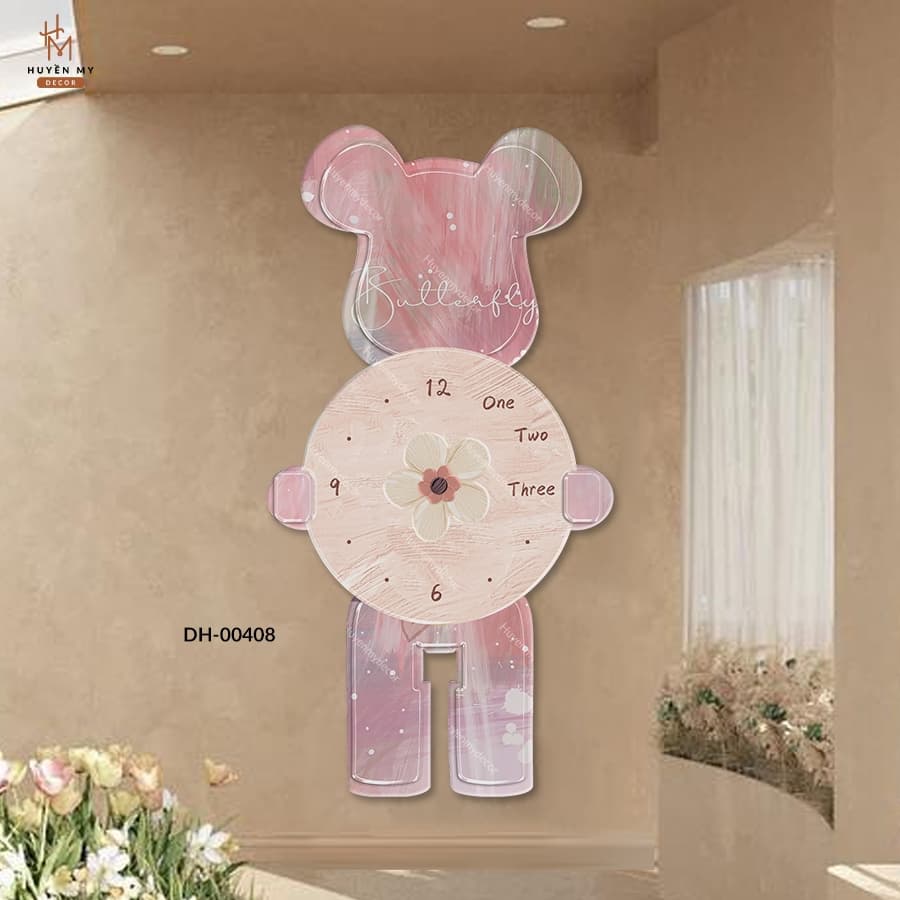 Đồng Hồ Gấu Bearbrick Tráng Gương Treo Tường 3D, Decor Phòng Khách, Ngủ – ảnh 2