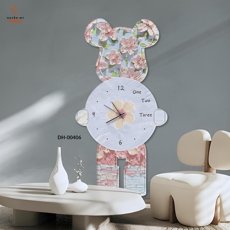Tranh Đồng Hồ Tráng Gương Bearbrick 3D, Treo Tường Phòng Khách, Phòng Ngủ – ảnh 2