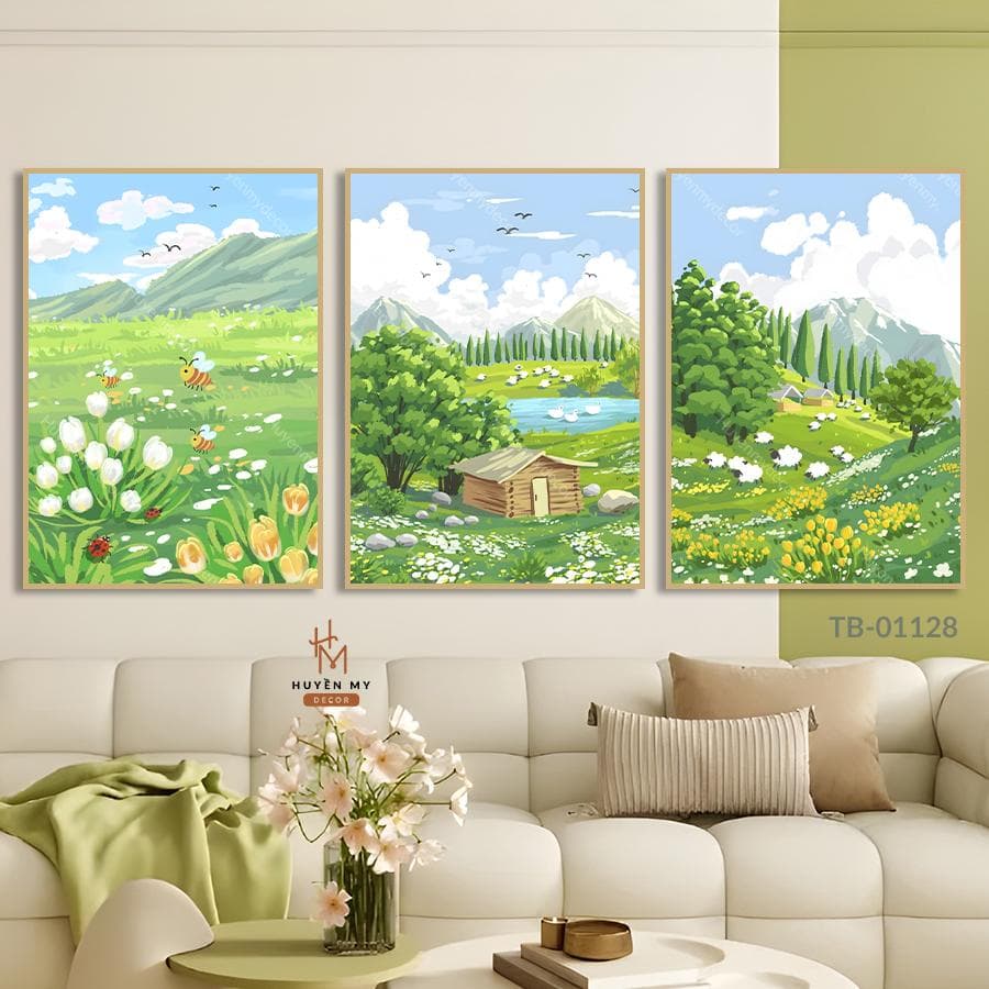 Bộ 3 Tranh Canvas Nhiều Mẫu Hiện Đại Vintage Trang Trí Phòng Khách, Ngủ