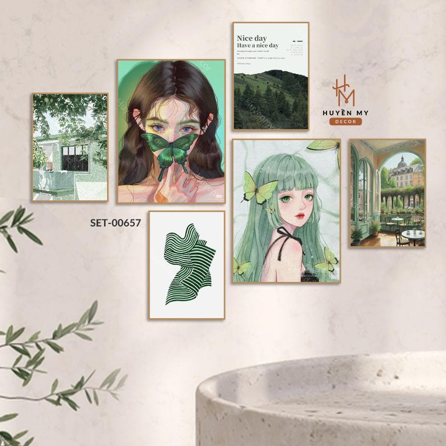 Set 6 Tranh Decor Cô Gái Nghệ Thuật, Trang Trí Phòng Ngủ, Spa – ảnh 2