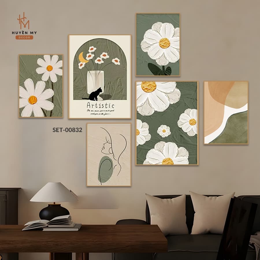 Set 6 Tranh Dán Tường Nhiều Mẫu Trang Trí Phòng Khách – ảnh 2