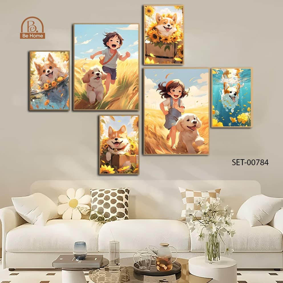 Set 6 Tranh Dán Tường Mẫu Dễ Thương Trendy Trang Trí Phòng Ngủ, Bé, Spa – ảnh 2