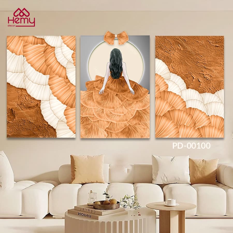Set 3 Tranh Dán Tường Cô Gái Nghệ Thuật Trendy Decor Phòng Khách, Phòng Ngủ, Spa – ảnh 2