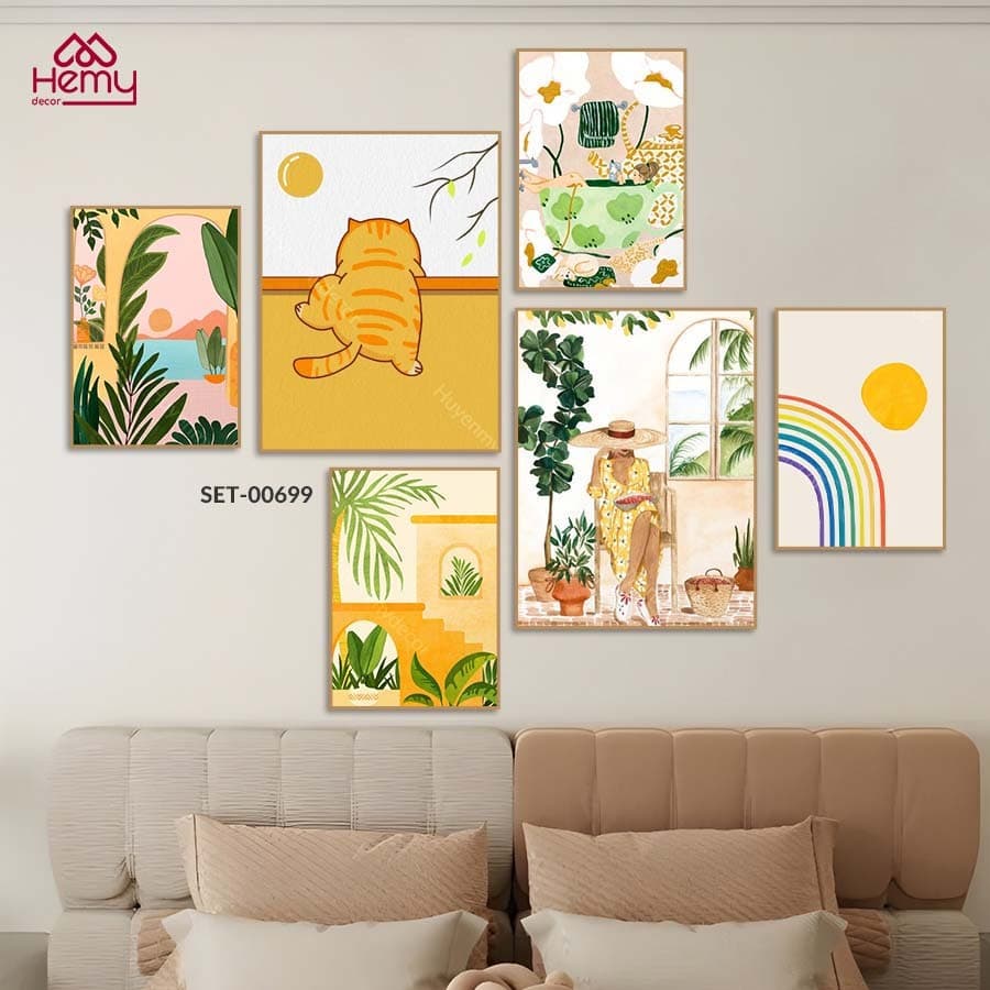 Set 6 Tranh Dán Cô Gái Nghệ Thuật Nhiều Mẫu Hiện Đại Decor Phòng Khách, Phòng Ngủ – ảnh 2
