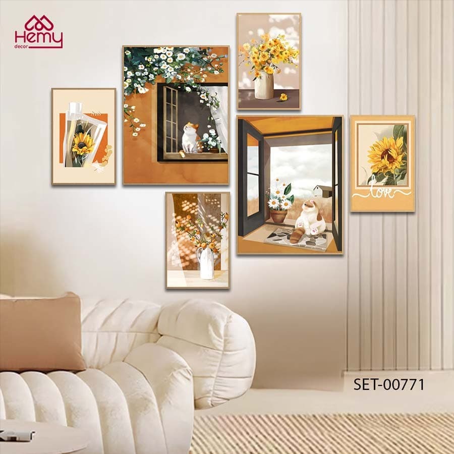 Set 6 Tranh Dán Cô Gái Nghệ Thuật Nhiều Mẫu Hiện Đại Decor Phòng Khách, Phòng Ngủ