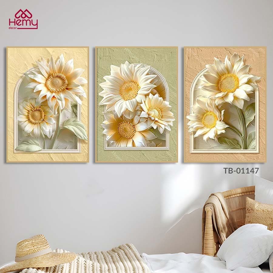 Bộ 3 Tranh Canvas Bắc Âu Hiện Đại, Giả Led, Trang Trí Phòng Khách, Ngủ – ảnh 2
