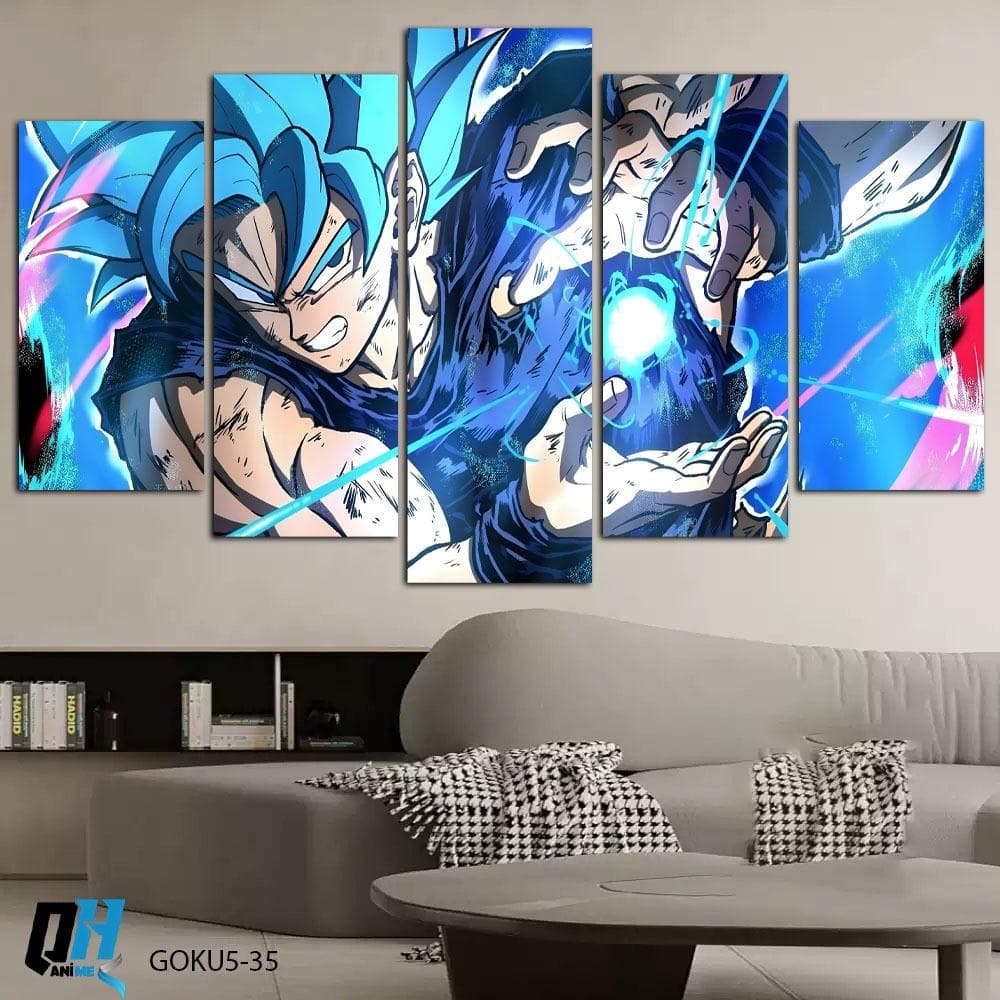Bộ 5 Tranh Dragon Ball Songoku Dán Tường Fomex 5mm Decor Phòng Ngủ, Phòng Game