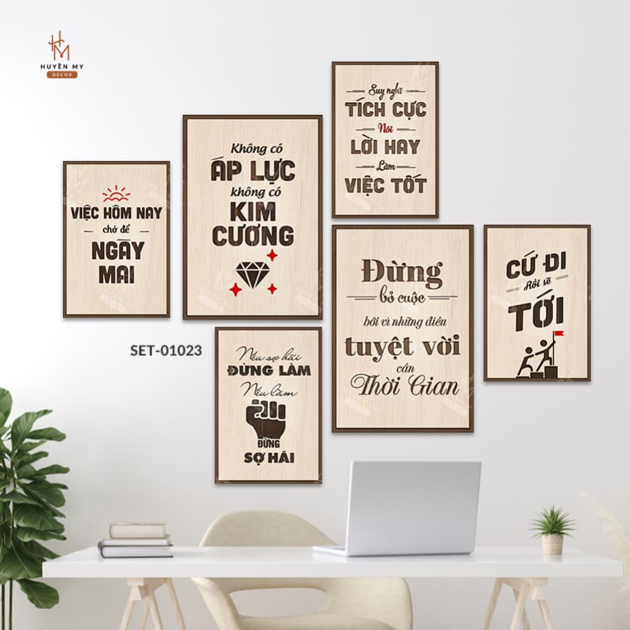 Set 6 Tranh Dán Tường Chủ Đề Động Lực, Phong Cách Hiện Đại
