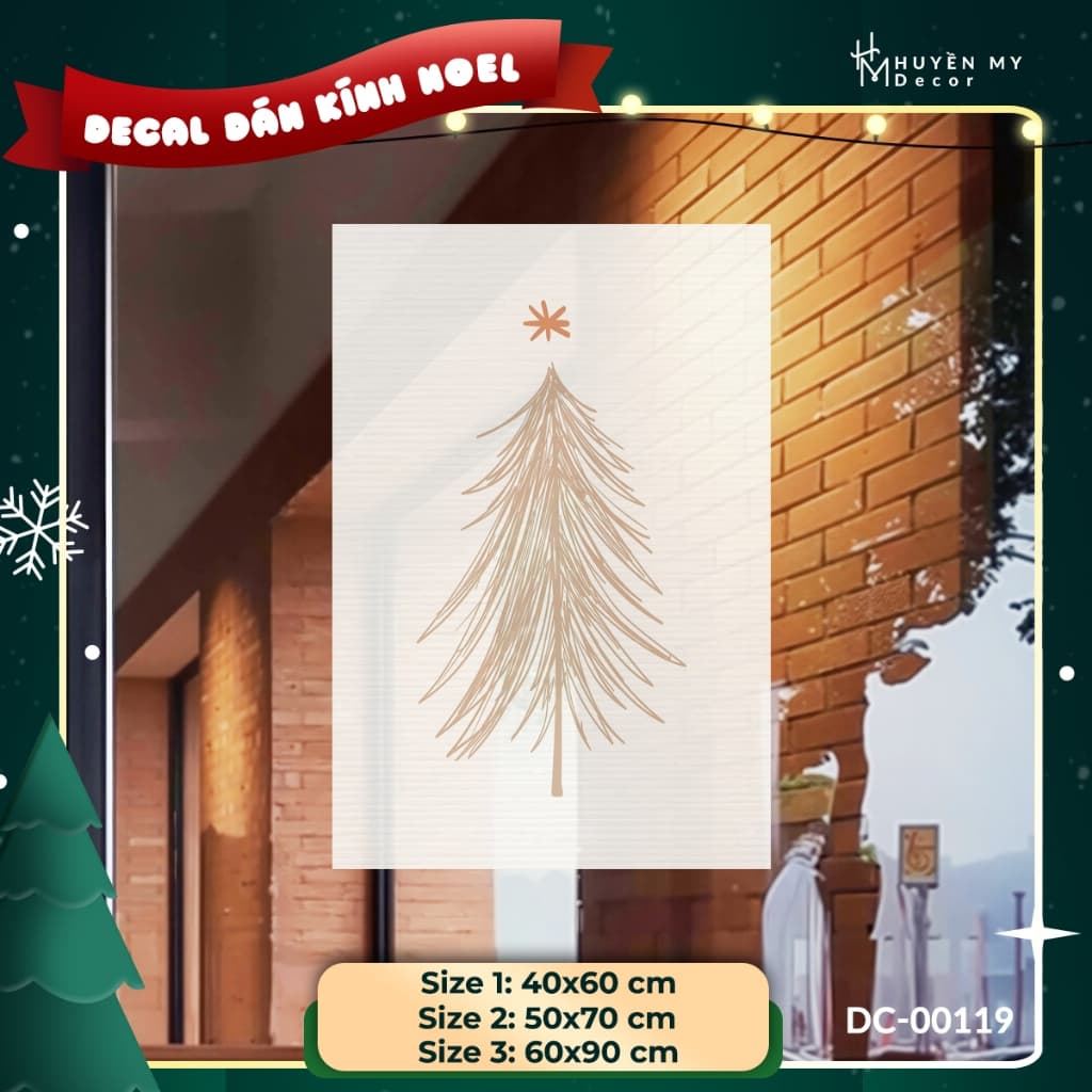 Decal Dán Trang Trí Noel – Dán Tường, Dán Cửa Kính, Chống Nước – Decor Giáng Sinh – Huyền My Decor