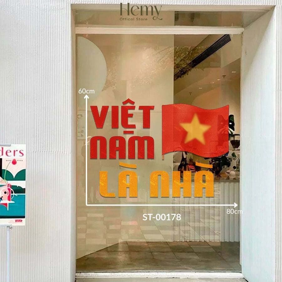 Decal Dán Kính Chủ Đề Việt Nam, Yêu Nước Trang Trí Nhà, Cafe, Văn Phòng, Chống Nước – ảnh 2