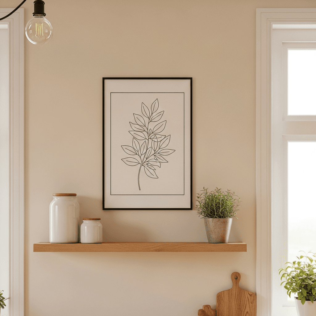Minh họa: Chủ đề tranh hiện đại 2026: ý tưởng tranh bếp nhỏ từ typography đến botanical